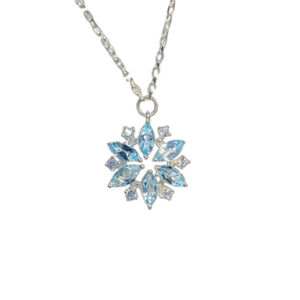 Sky Blue Snowflake Design Pendant Necklace